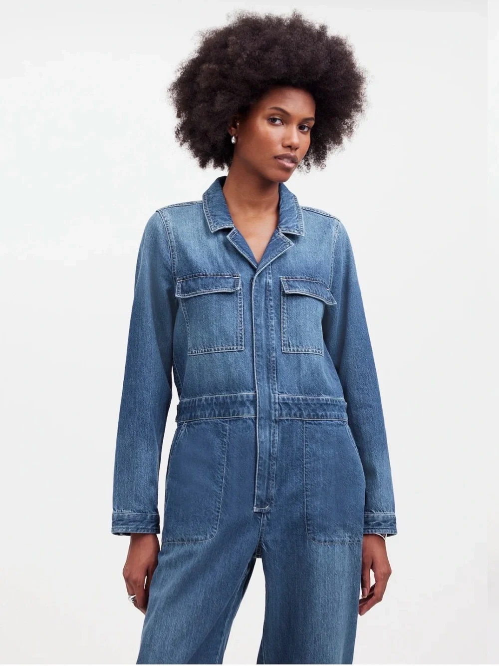 Madewell Blue Denim Utility Jumpsuit